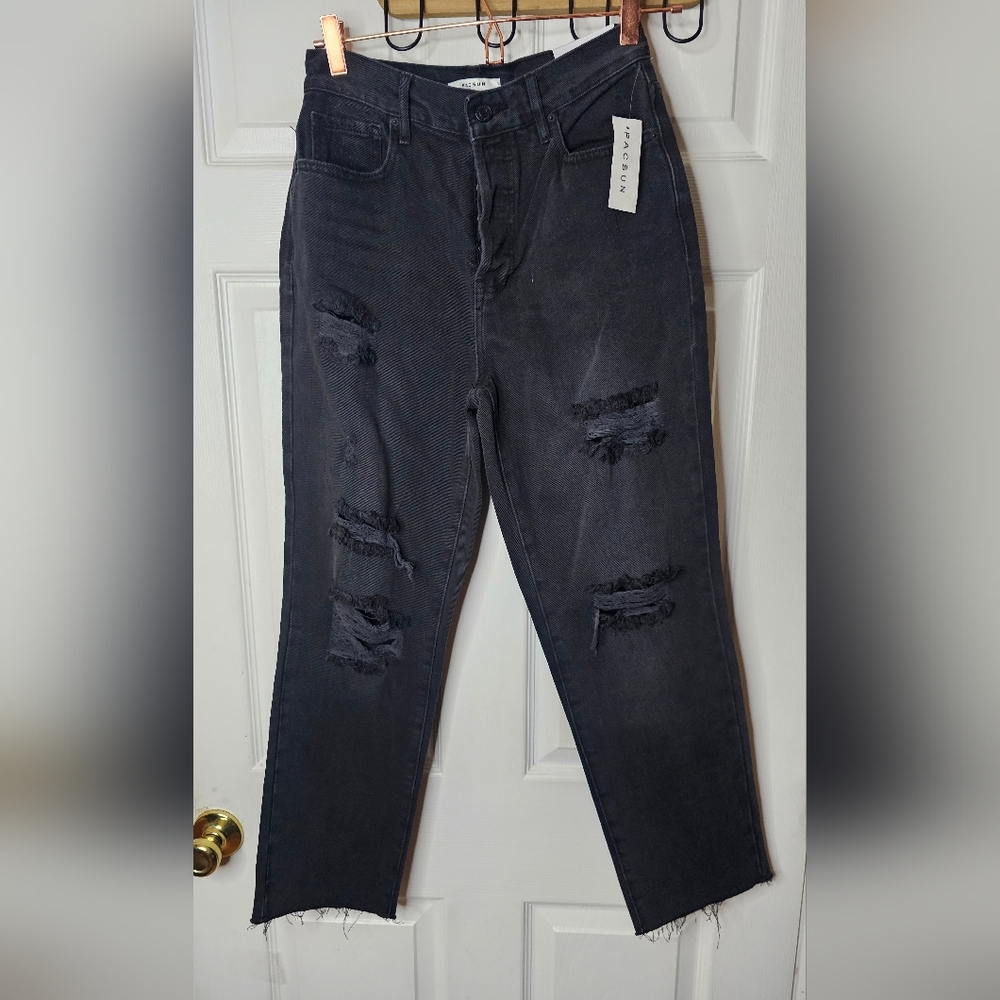 PACSUN High Rise Straight Jeans - Black